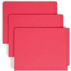 Smead Shelf-Master Straight Tab Cut Letter Recycled Fastener Folder - 8 1/2" x 11" - 3/4" Expansion - 2 x 2B Fastener - 2" for Folder - End Tab Location - 11 pt. - 2 Plys - Red - Heavyweight - 10% Rec