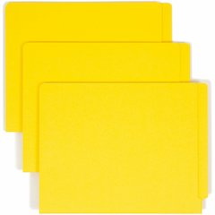 Smead Colored Straight Tab Cut Letter Recycled Fastener Folder - 8 1/2" x 11" - 3/4" Expansion - 2 x 2B Fastener - 2" for Folder - End Tab Location - 11 pt. - 2 Plys - Yellow - Heavyweight - 10% Recyc