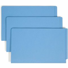 Smead Shelf-Master Straight Tab Cut Legal Recycled Fastener Folder - 8 1/2" x 14" - 3/4" Expansion - 2 x 2B Fastener - End Tab Location - 11 pt. - 2 Plys - Blue - Heavyweight - 10% Recycled - 50 / Box