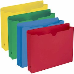 Smead Colored Straight Tab Cut Letter Recycled File Jacket - 8 1/2" x 11" - 2" Expansion - 11 pt. - 2 Plys - Blue, Green, Red, Yellow - Slip Resistant, Reinforced Tab - 10% Recycled - 50 / Box