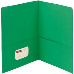 Smead Letter Recycled Pocket Folder - 8 1/2" x 11" - 100 Sheets Capacity - Folder - 2 Pocket - 11 pt. - Leatherette - Green - 10% Recycled - 25 / Box