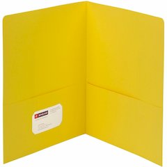 Smead Letter Recycled Pocket Folder - 1/2" Folder Capacity - 8 1/2" x 11" - 2 Pocket - 11 pt. - Leatherette - Yellow - 10% Recycled - 25 / Box