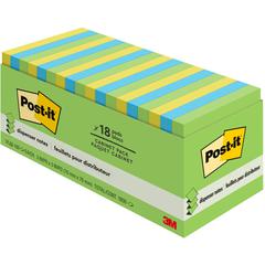 Post-it&reg; Dispenser Notes - Floral Fantasy Color Collection - 1800 - 3" x 3" - Square - 100 Sheets per Pad - Unruled - Limeade, Blue Paradise, Citron - Paper - Self-adhesive - 1800 / Pack