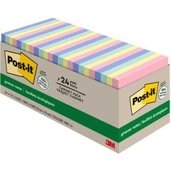 Post-it&reg; Greener Notes Cabinet Pack - Sweet Sprinkles Color Collection - 1800 x Assorted - 3" x 3" - Square - 75 Sheets per Pad - Unruled - Positively Pink, Canary Yellow, Fresh Mint, Moonstone - 