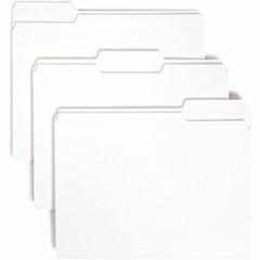 Smead Colored 1/3 Tab Cut Letter Recycled Top Tab File Folder - 8 1/2" x 11" - Top Tab Location - Assorted Tab Position - 11 pt. - 1 Plys - White - 10% Recycled - 100 / Box