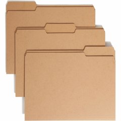 Smead 1/3 Tab Cut Letter Yes Top Tab File Folder - 8 1/2" x 11" - 3/4" Expansion - Assorted Tab Position - 1 Plys - Kraft - Heavyweight, Dye-free - 10% Recycled - 50 / Box