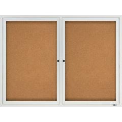 Quartet Enclosed Cork Bulletin Board for Outdoor Use - 36" Height x 48" Width - Brown Cork Surface - Hinged, Wear Resistant, Tear Resistant, Water Resistant, Shatter Proof, Acrylic Glass, Weather Resi