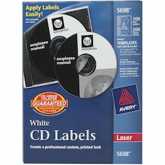 Avery&reg; Optical Disc Label - Permanent Adhesive - Laser - Matte - Matte White - Paper - 2 / Sheet - 50 Total Sheets - 100 Total Label(s) - 100 / Pack
