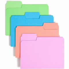 Smead SuperTab 1/3 Tab Cut Letter Recycled Top Tab File Folder - 8 1/2" x 11" - 3/4" Expansion - Top Tab Location - 11 pt. - Bright Purple, Bright Pink, Bright Green, Bright Blue - Labeling Area, Stur