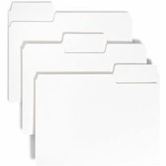 Smead SuperTab 1/3 Tab Cut Letter Recycled Top Tab File Folder - 8 1/2" x 11" - 3/4" Expansion - Assorted Tab Position - 11 pt. - White - Labeling Area, Sturdy, Durable - 10% Recycled - 100 / Box