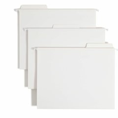 Smead FasTab 1/3 Tab Cut Letter Yes Hanging Folder - 8 1/2" x 11" - Assorted Tab Position - 11 pt. - White - Labeling Area, Write-on Tab, Reinforced Tab, Embossed Tab, Coated Rod Tip - 10% Recycled - 