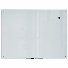 U Brands Magnetic Glass Frameless Dry-Erase Board - 48" (4 ft) Width x 36" (3 ft) Height - Frosted White Tempered Glass Surface - Rectangle - Horizontal/Vertical - Magnetic - 1 Each