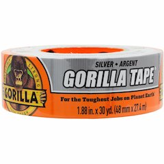 Gorilla Tape - 30 yd Length x 1.88" Width - Silver - Weather Resistant, Moisture Resistant, UV Resistant, Temperature Resistant - For Project, Indoor, Outdoor, Rough Surface, Smooth Surface, Wood, Sto