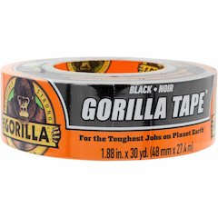 Gorilla Tape - 30 yd Length x 1.88" Width - Black - Weather Resistant, Moisture Resistant, UV Resistant, Temperature Resistant - For Project, Repairing, Indoor, Outdoor, Smooth Surface, Rough Surface,