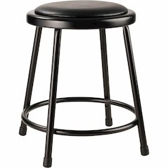 National Public Seating 6400 Series Heavy-Duty Padded Stools - Black Seat Color - Vinyl, Medium Density Fiber (MDF) Seat Material - Black Frame Color - Steel Frame Material - Four-legged Base - Black 