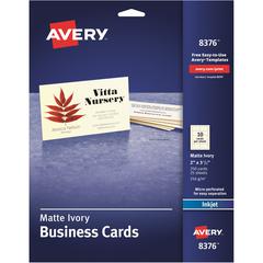 Avery&reg; Sure Feed&reg; Ivory Business Cards - 79 Brightness - A4 - 8 1/2" x 11" - 80 lb Basis Weight - 216 g/m² Grammage - Matte - Perforated, Heavyweight, Rounded Corner, Printable, Recyclabl