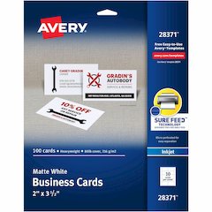 Avery&reg; Printable Business Cards with SureFeed - 97 Brightness - 8 1/2" x 11" - 80 lb Basis Weight - 216 g/m² Grammage - Matte - Perforated, Smooth Edge, Recyclable, Biodegradable, Uncoated, P