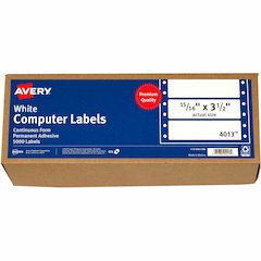 Avery&reg; Continuous Form Computer Labels - 3 1/2" Length - Permanent Adhesive - Rectangle - Dot Matrix - White - 1 / Sheet - 5000 Total Label(s) - 5000 / Box