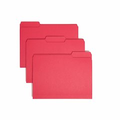 Smead 1/3 Tab Cut Letter Recycled Interior File Folder - 8 1/2" x 11" - 3/4" Expansion - Top Tab Location - Assorted Tab Position - 11 pt. - 1 Plys - Paper - Red - 10% Recycled - 100 / Box