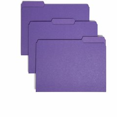 Smead 1/3 Tab Cut Letter Recycled Interior File Folder - 8 1/2" x 11" - 3/4" Expansion - Top Tab Location - Assorted Tab Position - 11 pt. - 1 Plys - Paper - Purple - 10% Recycled - 100 / Box