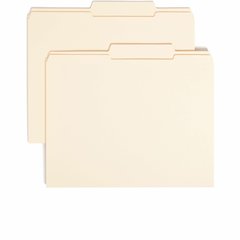 Smead 2/5 Tab Cut Letter Recycled Top Tab File Folder - 8 1/2" x 11" - 3/4" Expansion - Top Tab Location - Right of Center Tab Position - 11 pt. - 2 Plys - Manila - Rounded Corner, Durable, Reinforced