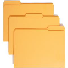 Smead Colored 1/3 Tab Cut Letter Recycled Top Tab File Folder - 8 1/2" x 11" - 3/4" Expansion - Top Tab Location - Assorted Position Tab Position - Goldenrod - 10% Recycled - 100 / Box