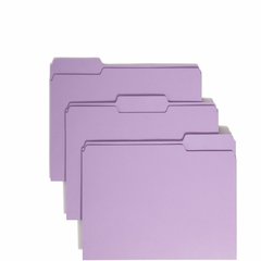 Smead Colored 1/3 Tab Cut Letter Recycled Top Tab File Folder - 8 1/2" x 11" - 3/4" Expansion - Top Tab Location - Assorted Tab Position - 11 pt. - 1 Plys - Lavender - Rounded Corner - 10% Recycled - 