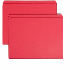 Smead Colored Straight Tab Cut Letter Recycled Top Tab File Folder - 8 1/2" x 11" - 3/4" Expansion - 11 pt. - 2 Plys - Red - 10% Recycled - 100 / Box