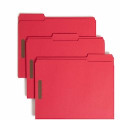 Smead Colored 1/3 Tab Cut Letter Recycled Fastener Folder - 8 1/2" x 11" - 3/4" Expansion - 2 x 2K Fastener - 2" for Folder - Top Tab Location - Assorted Tab Position - 11 pt. - 2 Plys - Red - Reinfor
