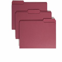 Smead Colored 1/3 Tab Cut Letter Recycled Top Tab File Folder - 8 1/2" x 11" - 3/4" Expansion - Top Tab Location - Assorted Tab Position - 11 pt. - 1 Plys - Maroon - Rounded Corner - 10% Recycled - 10