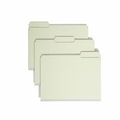 Smead 1/3 Tab Cut Letter Recycled Top Tab File Folder - 8 1/2" x 11" - 1" Expansion - Top Tab Location - Assorted Tab Position - 25 pt. - Pressboard - Gray, Green - Heavy Duty, Wear Resistant, Tear Re
