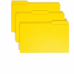 Smead Colored 1/3 Tab Cut Legal Recycled Top Tab File Folder - 8 1/2" x 14" - 3/4" Expansion - Top Tab Location - Assorted Tab Position - 11 pt. - 2 Plys - Yellow - 10% Recycled - 100 / Box