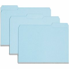 Smead Colored 1/3 Tab Cut Letter Recycled Top Tab File Folder - 8 1/2" x 11" - 1" Expansion - Top Tab Location - Assorted Tab Position - 25 pt. - Pressboard - Blue - Rounded Corner, Tear Resistant, We