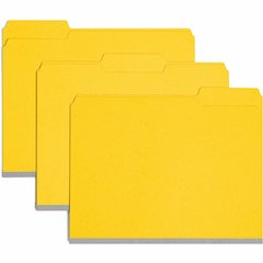 Smead Colored 1/3 Tab Cut Letter Recycled Top Tab File Folder - 8 1/2" x 11" - 1" Expansion - Top Tab Location - Assorted Tab Position - 25 pt. - Pressboard - Yellow - Rounded Corner, Wear Resistant, 