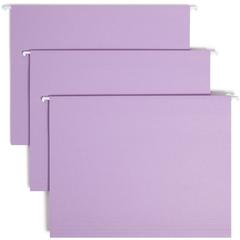 Smead Colored 1/5 Tab Cut Letter Recycled Hanging Folder - 8 1/2" x 11" - Top Tab Location - Assorted Tab Position - 11 pt. - Vinyl - Lavender - 10% Recycled - 25 / Box