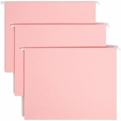 Smead Colored 1/5 Tab Cut Letter Recycled Hanging Folder - 8 1/2" x 11" - Top Tab Location - Assorted Position Tab Position - Vinyl - Pink - 10% Recycled - 25 / Box