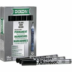Dixon Industrial RediMark Chisel Tip Permanent Markers - Black Ink - Metal Barrel - 1 Dozen