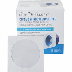 Compucessory CD/DVD White Window Envelopes - CD/DVD - 5" Width x 5" Length - White - 250 / Box