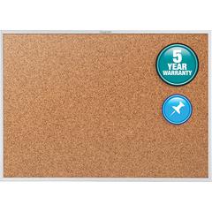 Quartet Classic Series Bulletin Board - 36" Height x 60" Width - Brown Natural Cork Surface - Heavy-gauge, Self-healing, Heavy Duty - Silver Aluminum Frame - 1 Each