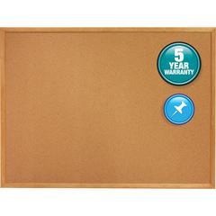 Quartet Classic Series Cork Bulletin Board - 48" Height x 96" Width - Brown Natural Cork Surface - Self-healing, Flexible, Durable - Oak Frame - 1 Each