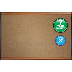 Quartet Prestige Bulletin Board - 36" Height x 48" Width - Brown Cork Surface - Self-healing, Durable - Light Cherry Frame - 1 Each