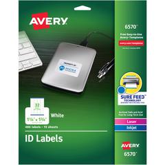 Avery&reg; Laser Inkjet Printer Permanent ID Labels - 1 1/4" Width x 1 3/4" Length - Permanent Adhesive - Rectangle - Laser, Inkjet - White - Paper - 32 / Sheet - 15 Total Sheets - 480 Total Label(s) 