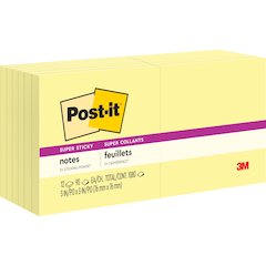 Post-it&reg; Super Sticky Dispenser Notes - 1080 - 3" Flag/Note Width x 3" Flag/Note Length - Square - 90 Sheets per Pad - Unruled - Canary Yellow - Paper - Self-adhesive, Repositionable - 1 Pack