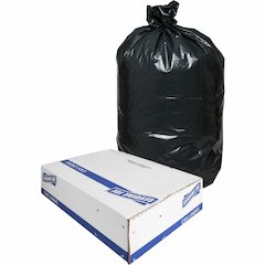 Genuine Joe Heavy-Duty Trash Can Liners - Medium Size - 30 gal Capacity - 36" Length x 30" Width x 1.50 mil (38 Micron) Thickness - Low Density - Black - 100/Box - 1 Carton
