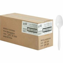Genuine Joe Medium-weight Spoons - White - 1000 / Carton