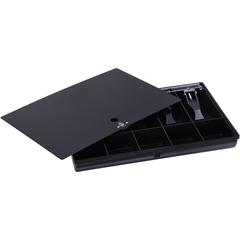 Sparco Locking Cover Money Tray - 5 Bill/5 Coin Compartment(s) - Black - Plastic, Steel - 1 Each
