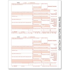 TOPS IRS Approved 4-part 1099-INT KIT Tax Forms - 5 Part - Carbonless Copy - 5.50" x 3.67" Form Size - 9" x 11" Sheet Size - White Sheet(s) - Red Print Color - 24 / Pack