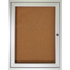 Ghent 1-Door Enclosed Indoor Bulletin Board - 36" Height x 24" Width - Cork Surface - Shatter Resistant - 1 Each