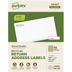 Avery(R) EcoFriendly Recycled Return Address Labels, 1/2" x 1-3/4" , White, Permanent Label Adhesive, 8,000 Printable Labels (48467) - 1/2" Width x 1 3/4" Length - Permanent Adhesive - Rectangle - Las