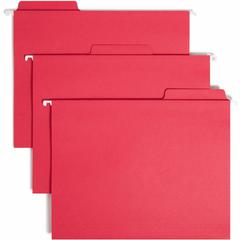 Smead FasTab 1/3 Tab Cut Letter Recycled Hanging Folder - 8 1/2" x 11" - 3/4" Expansion - Top Tab Location - Assorted Position Tab Position - Red - 10% Recycled - 20 / Box